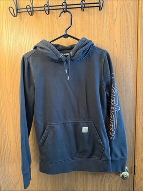 Carhartt Navy Blue Pullover Hooded Sweatshirt with Sleeve Graphic